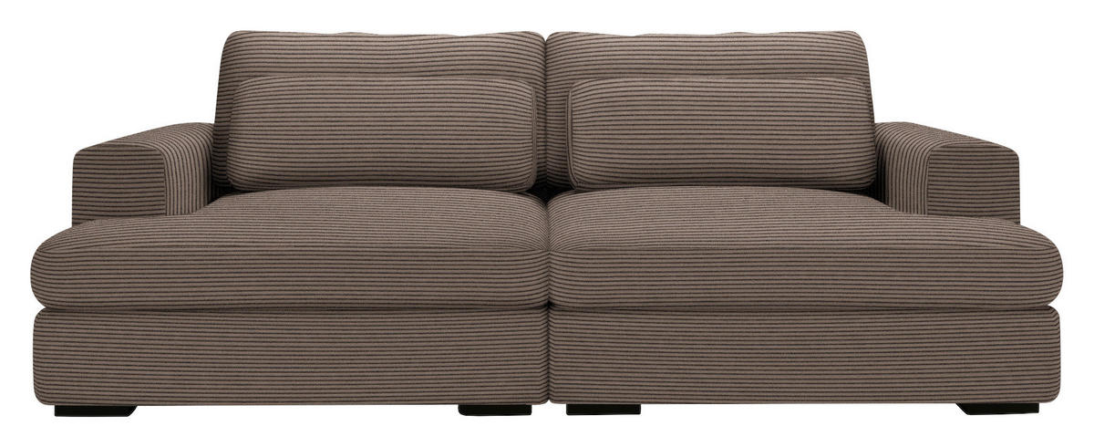 BIGSOFA in Cord Braun  - Schwarz/Braun, Design, Textil (223/80/158cm) - Lomoco