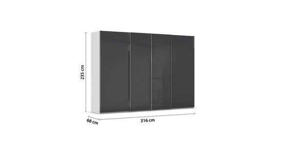 SCHWEBETÜRENSCHRANK 316/235/68 cm 4-türig Grau, Hellgrau  - Chromfarben/Hellgrau, Design, Glas/Holzwerkstoff (316/235/68cm) - Novel