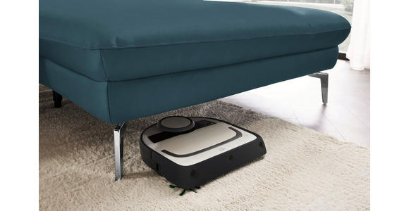 ECKSOFA in Echtleder Blau 325/157 cm - Blau/Schwarz, Design, Leder/Metall (325/157cm) - Dieter Knoll