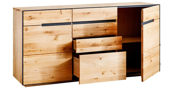 SIDEBOARD Wildeiche furniert, massiv, teilmassiv Eichefarben - Eichefarben/Anthrazit, KONVENTIONELL, Holz/Metall (165/82/42cm) - Linea Natura