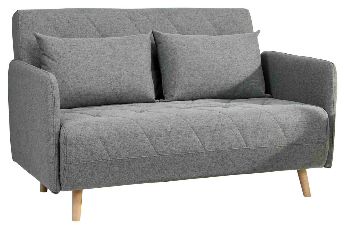 SCHLAFSOFA Webstoff Grau  - Eichefarben/Grau, LIFESTYLE, Holz/Textil (132/81/90cm) - Livetastic
