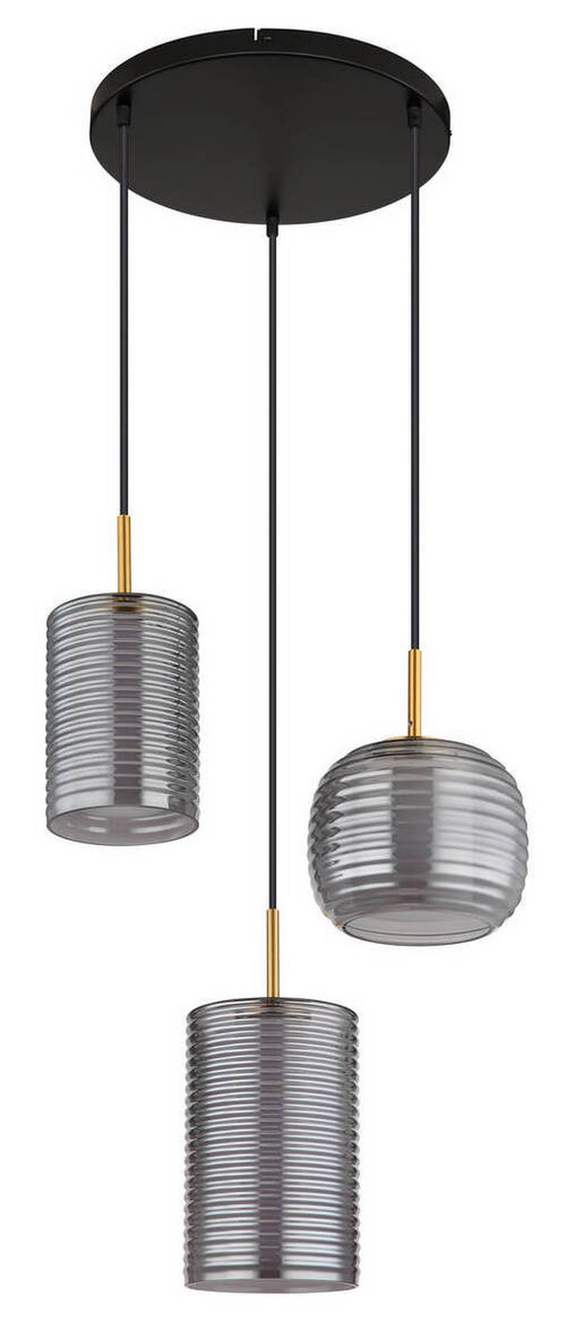 LED-HÄNGELEUCHTE 50/150 cm    - Messingfarben/Schwarz, Design, Glas/Metall (50/150cm) - Globo
