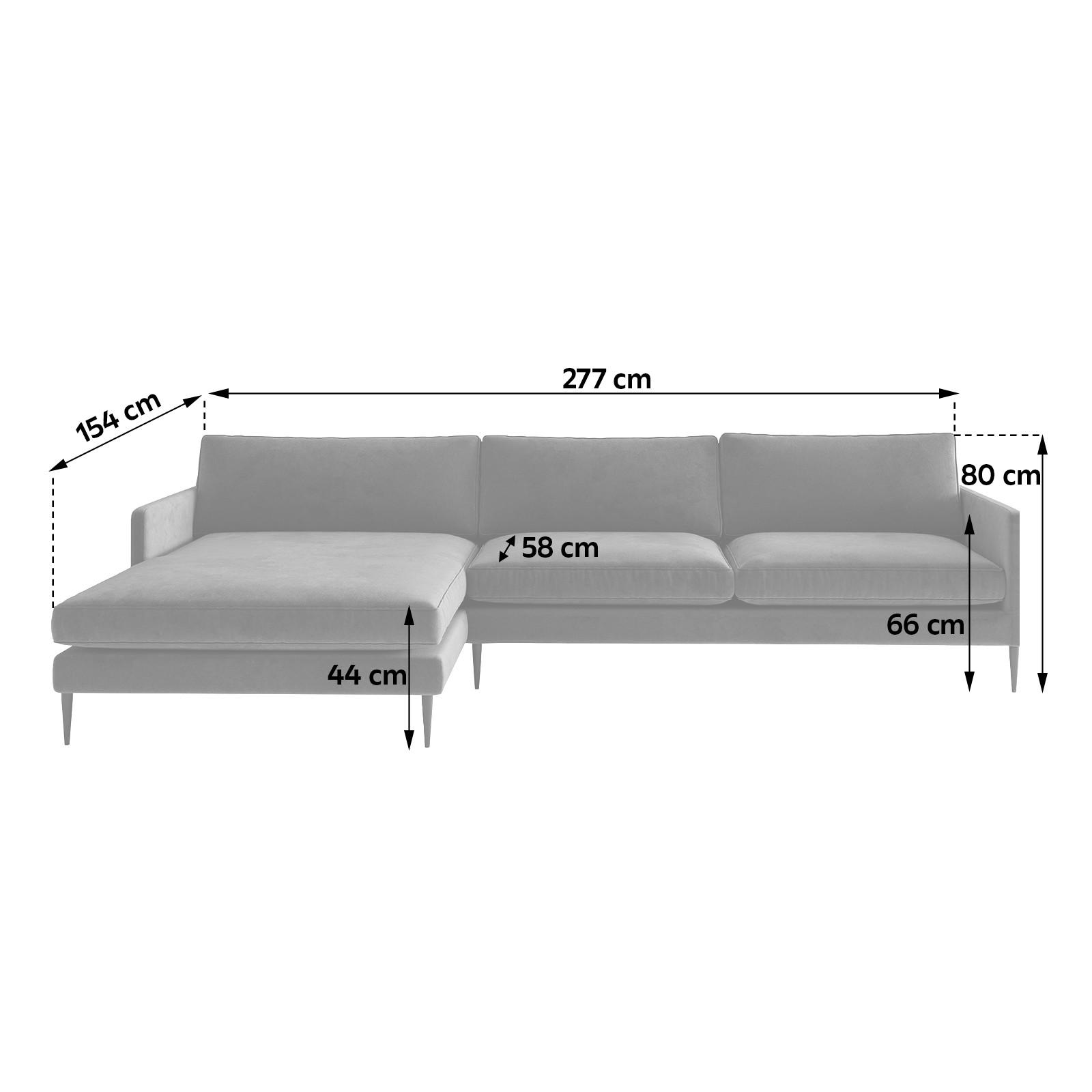 ECKSOFA in Samt, Velours Grün  - Grün, Design, Textil/Metall (154/277cm) - Livetastic