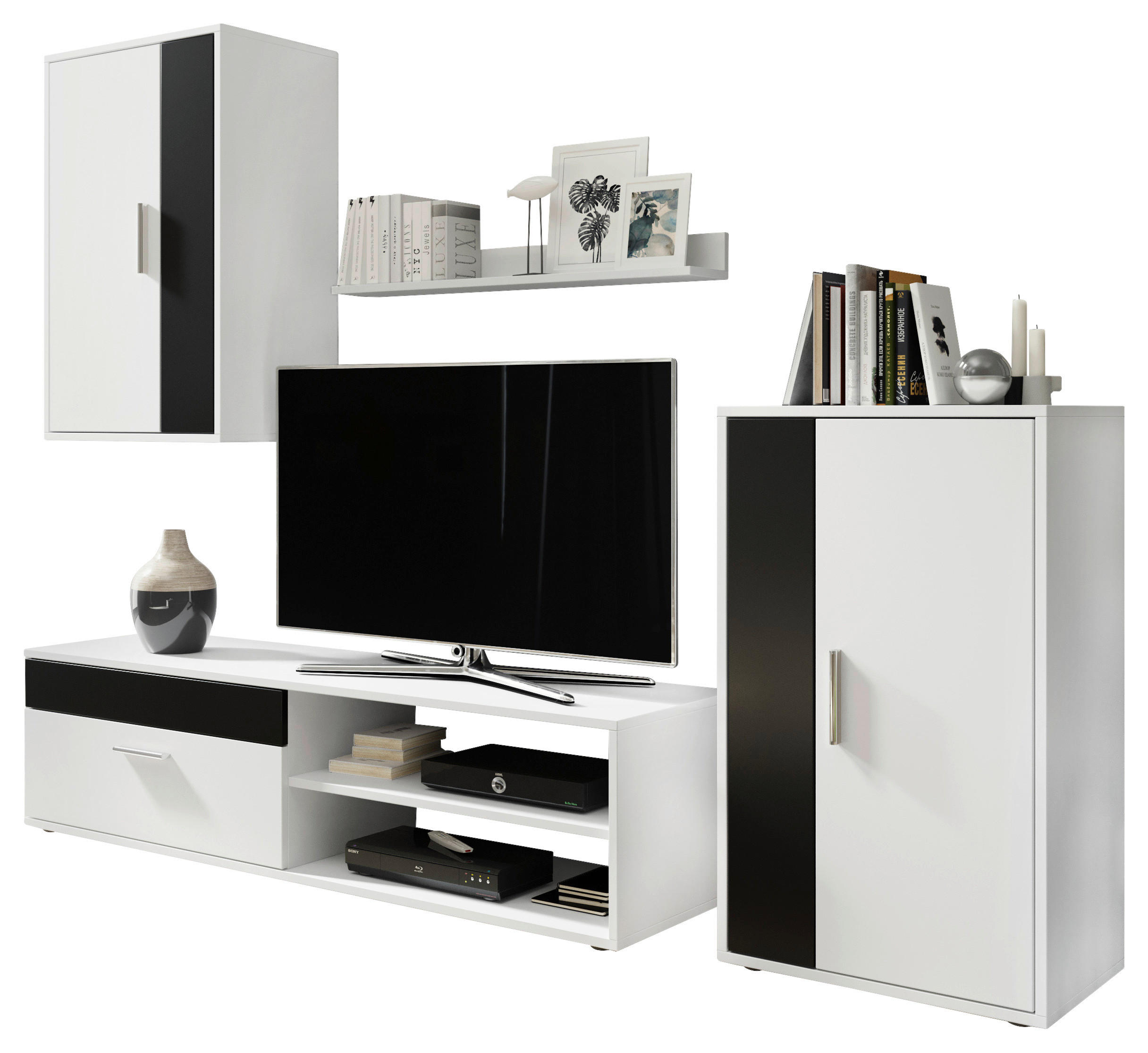 DNEVNI REGAL,  črna, bela  - črna/bela, Moderno, umetna masa/leseni material (190/150/40cm) - Carryhome