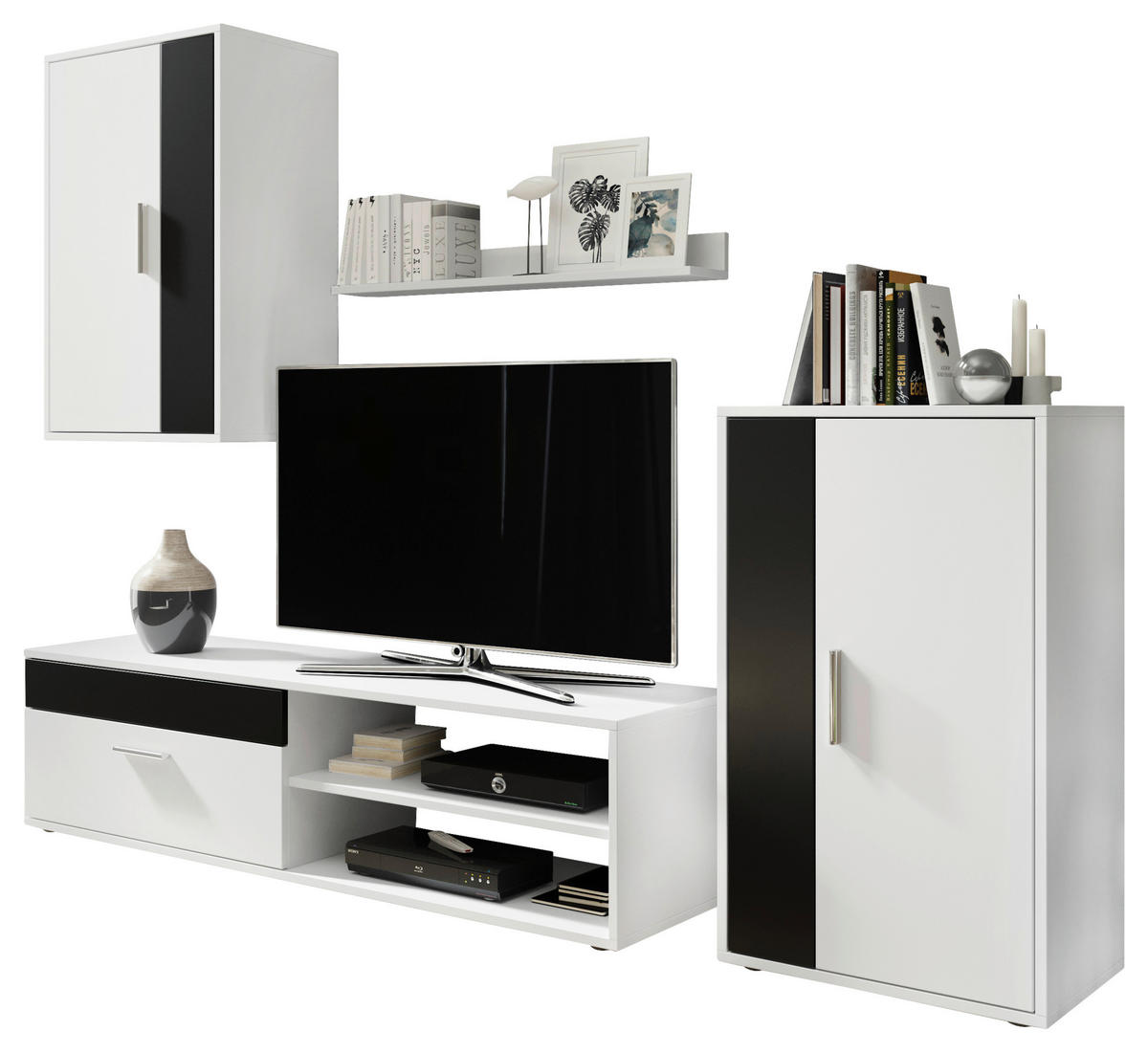 DNEVNI REGAL,  črna, bela  - črna/bela, Moderno, umetna masa/leseni material (190/150/40cm) - Carryhome