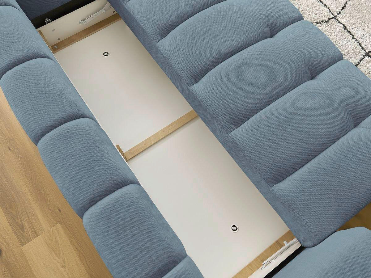 SCHLAFSOFA FUJI Leinenoptik Hellblau  inkl.  - Schwarz/Hellblau, MODERN, Kunststoff/Textil (251/113/88cm)
