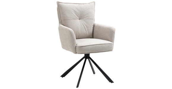 ARMLEHNSTUHL  Sitzfläche 180° drehbar Cord  - Beige, Design, Textil/Metall (60/95/67cm) - Novel