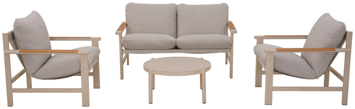 GARTENSET 4-teilig  - Beige/Hellgrau, Design, Glas/Textil - Ambia Garden