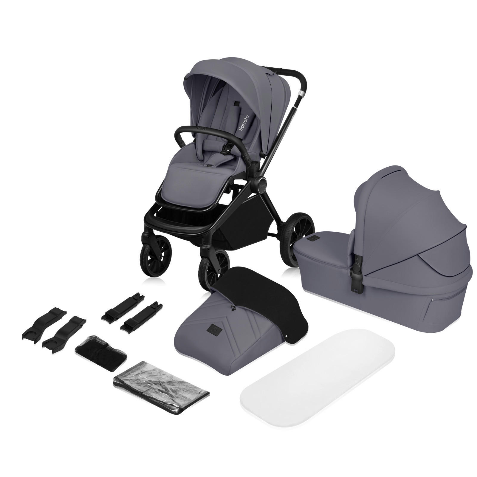 KINDERWAGENSET Mika Plus 2in1  - Grau, Basics (93/62/110cm) - Lionelo