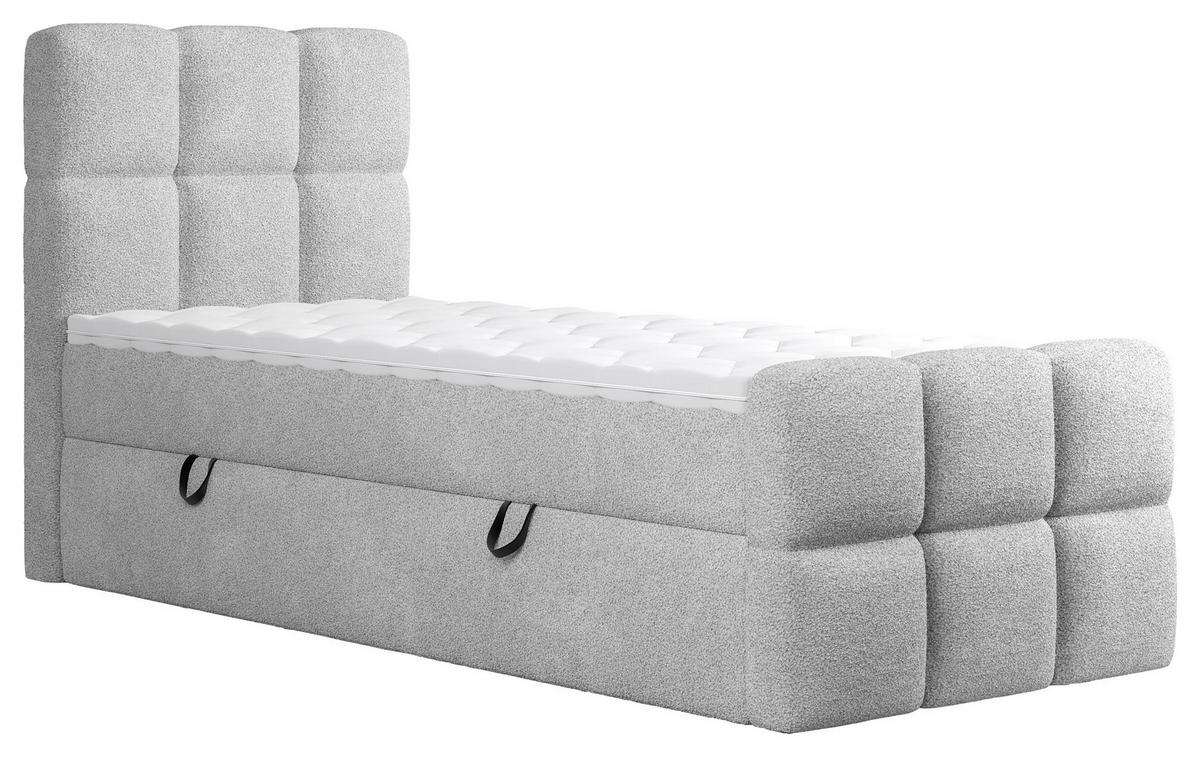 BOXBETT 90/200 cm  in Hellgrau  - Hellgrau/Schwarz, Design, Holzwerkstoff/Kunststoff (90/200cm) - Xora
