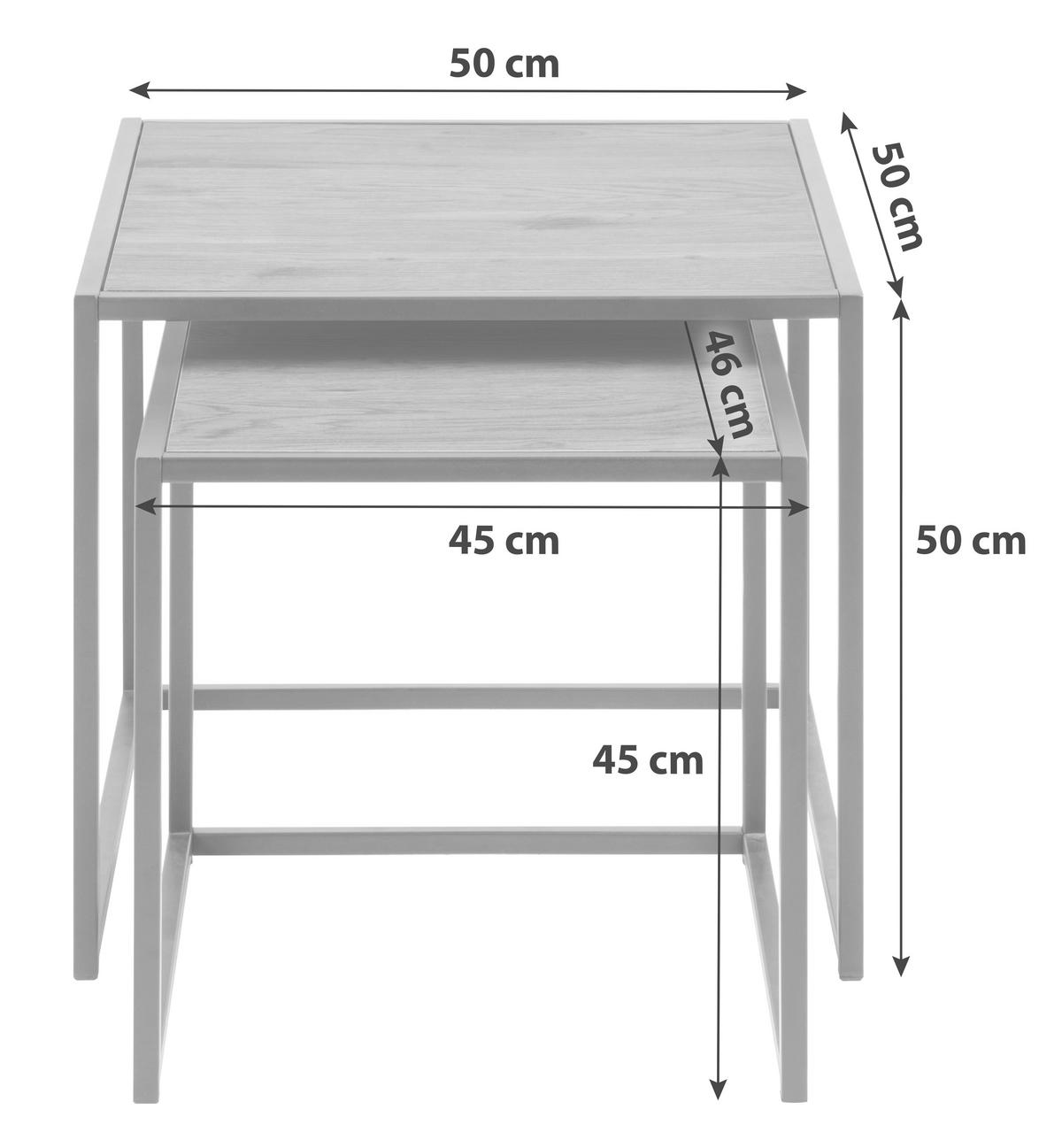 Satztisch in Schwarz in Metall, Holzwerkstoff 50/45/50 cm  - Schwarz, Trend, Holzwerkstoff/Metall (50/45/50cm) - MID.YOU