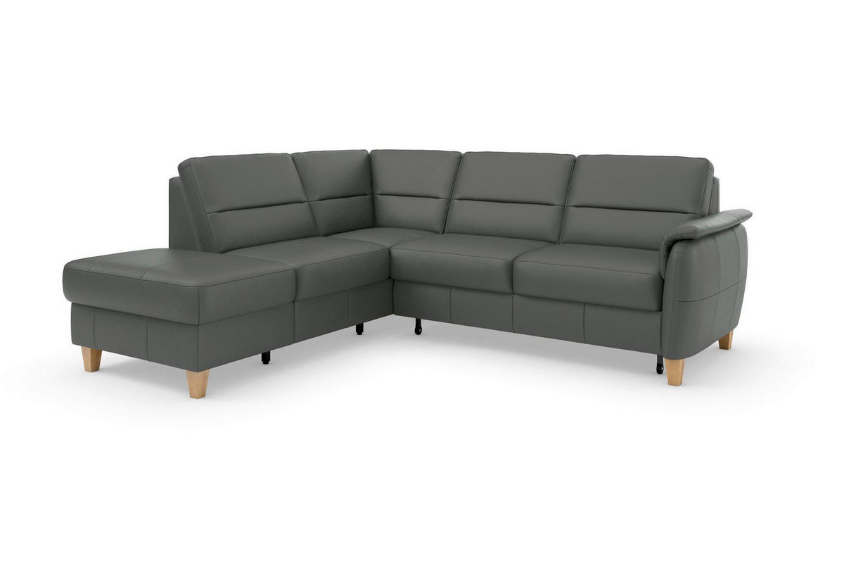 ROHOVÁ SEDAČKA, kůže, antracitová - barvy dubu/antracitová, Basics, dřevo/kůže (212/236cm) - Sit & More