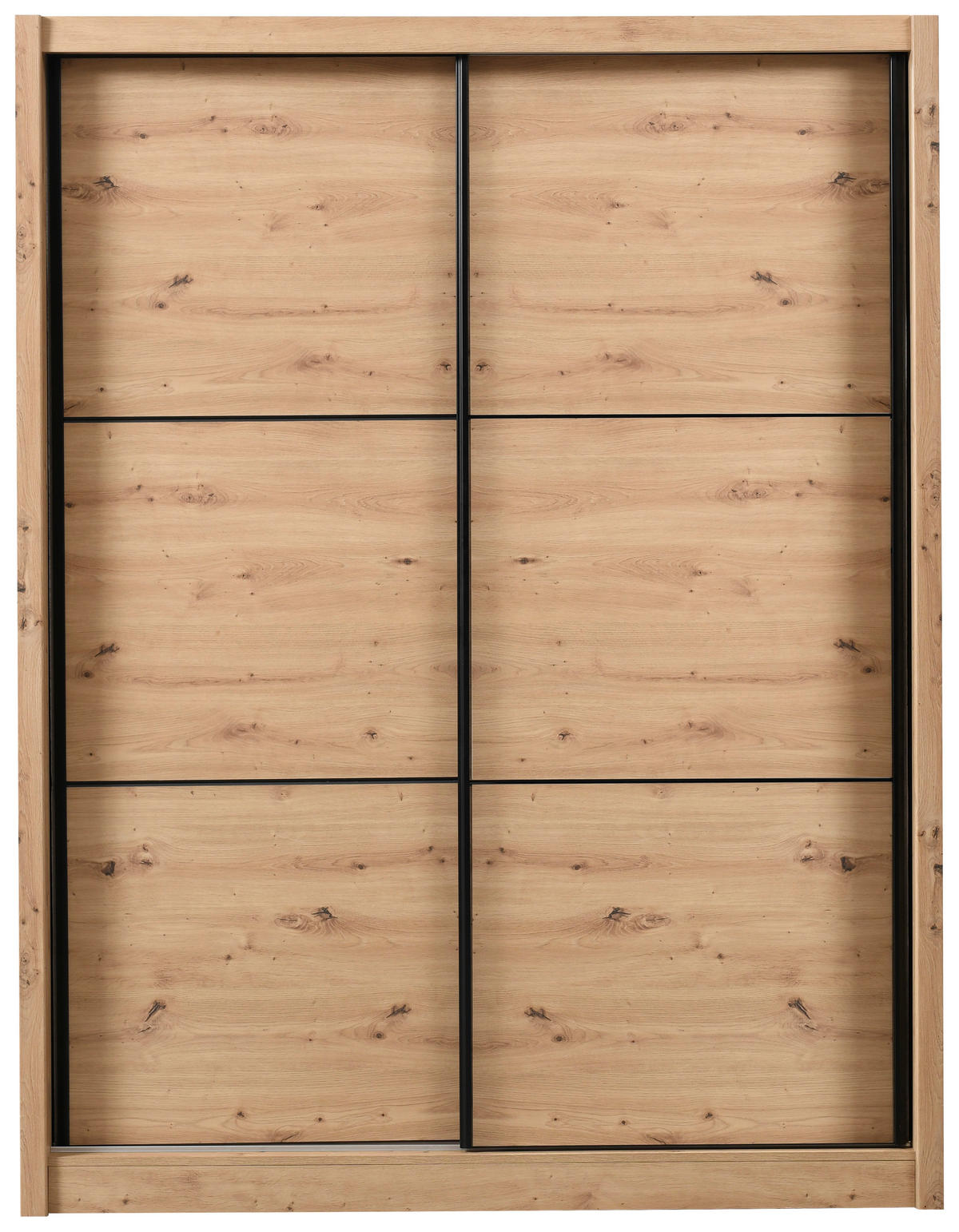 SCHIEBETÜRENSCHRANK 166/215,5/60 cm 2-türig Eiche Artisan  - Schwarz/Eiche Artisan, Basics, Holzwerkstoff/Metall (166/215,5/60cm) - Xora