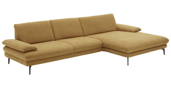 ECKSOFA Currygelb Chenille  - Currygelb/Schwarz, Design, Textil/Metall (310/180cm) - Dieter Knoll