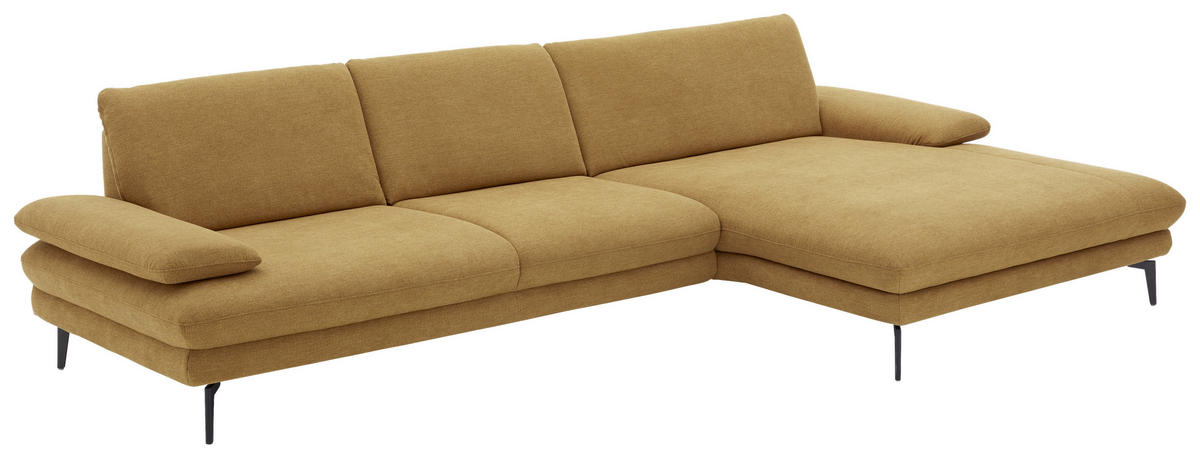 ECKSOFA in Chenille Currygelb  - Currygelb/Schwarz, Design, Textil/Metall (310/180cm) - Dieter Knoll