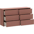KOMMODE , 155/83/42 cm, 6 Schublade(n)  - Silberfarben/Terracotta, Trend, Holzwerkstoff/Kunststoff (155/83/42cm) - Carryhome