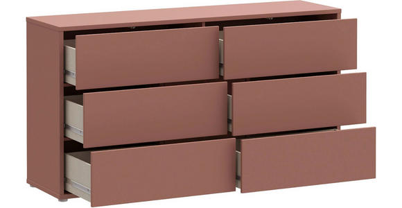 KOMMODE , 155/83/42 cm, 6 Schublade(n)  - Silberfarben/Terracotta, Trend, Holzwerkstoff/Kunststoff (155/83/42cm) - Carryhome