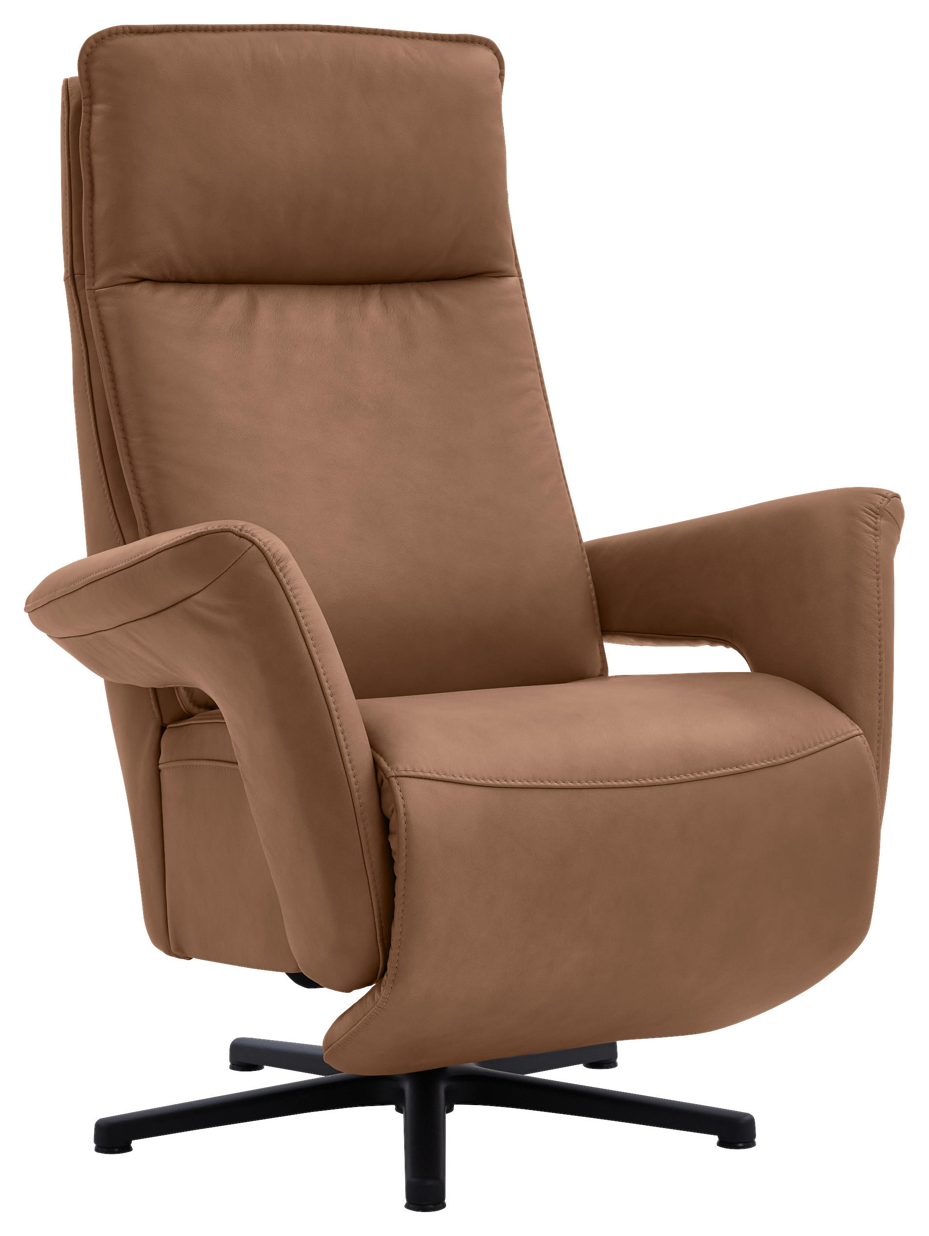 RELAXSESSEL in Leder Braun  - Schwarz/Braun, Design, Leder/Metall (83/112/87-174cm) - Valdera