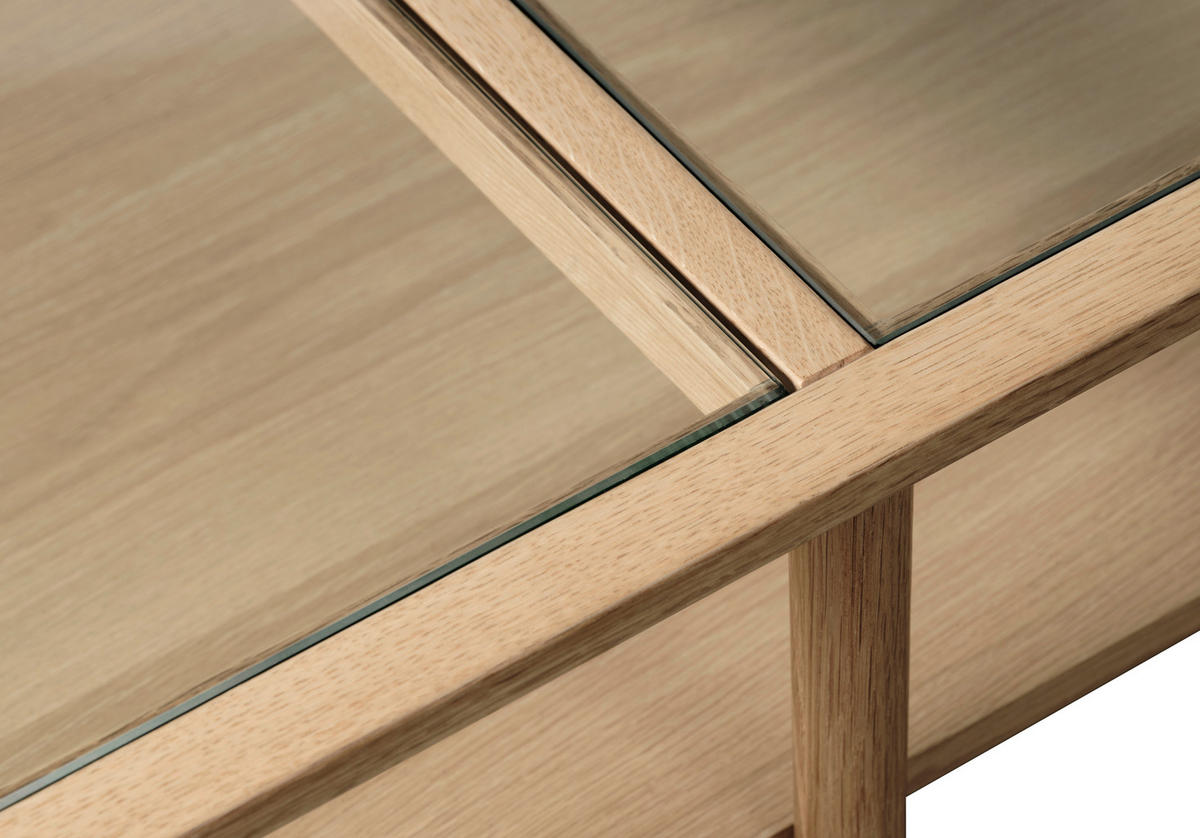 COUCHTISCH in Glas, Holzwerkstoff, Holz 120/60/41 cm  - Eichefarben, Basics, Glas/Holz (120/60/41cm) - Boxxx