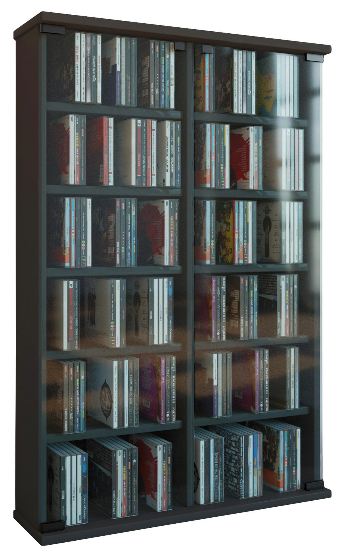 CD-REGAL - Schwarz, KONVENTIONELL, Glas/Holzwerkstoff (60/92/18cm) - MID.YOU