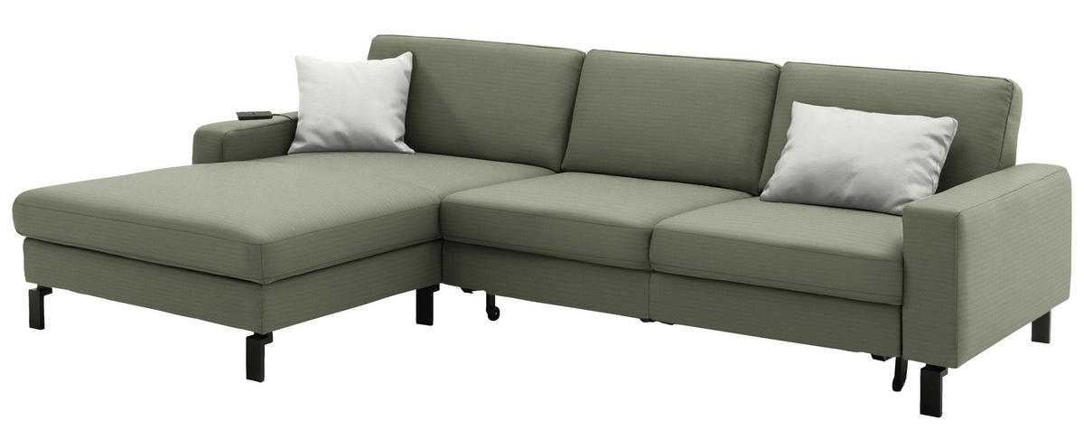 ECKSOFA Cord Olivgrün  - Schwarz/Olivgrün, Design, Textil/Metall (185/298cm) - Pure Home Lifestyle