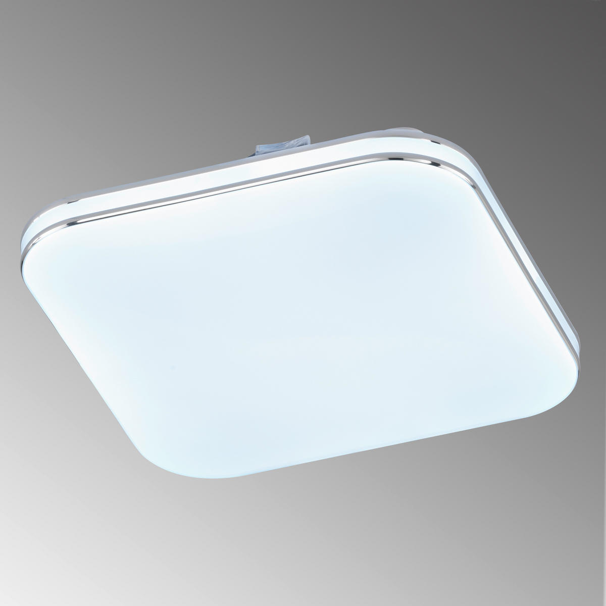 LED-DECKENLEUCHTE Porto   - Chromfarben/Weiß Hochglanz, KONVENTIONELL, Glas (34/34cm) - Fischer & Honsel