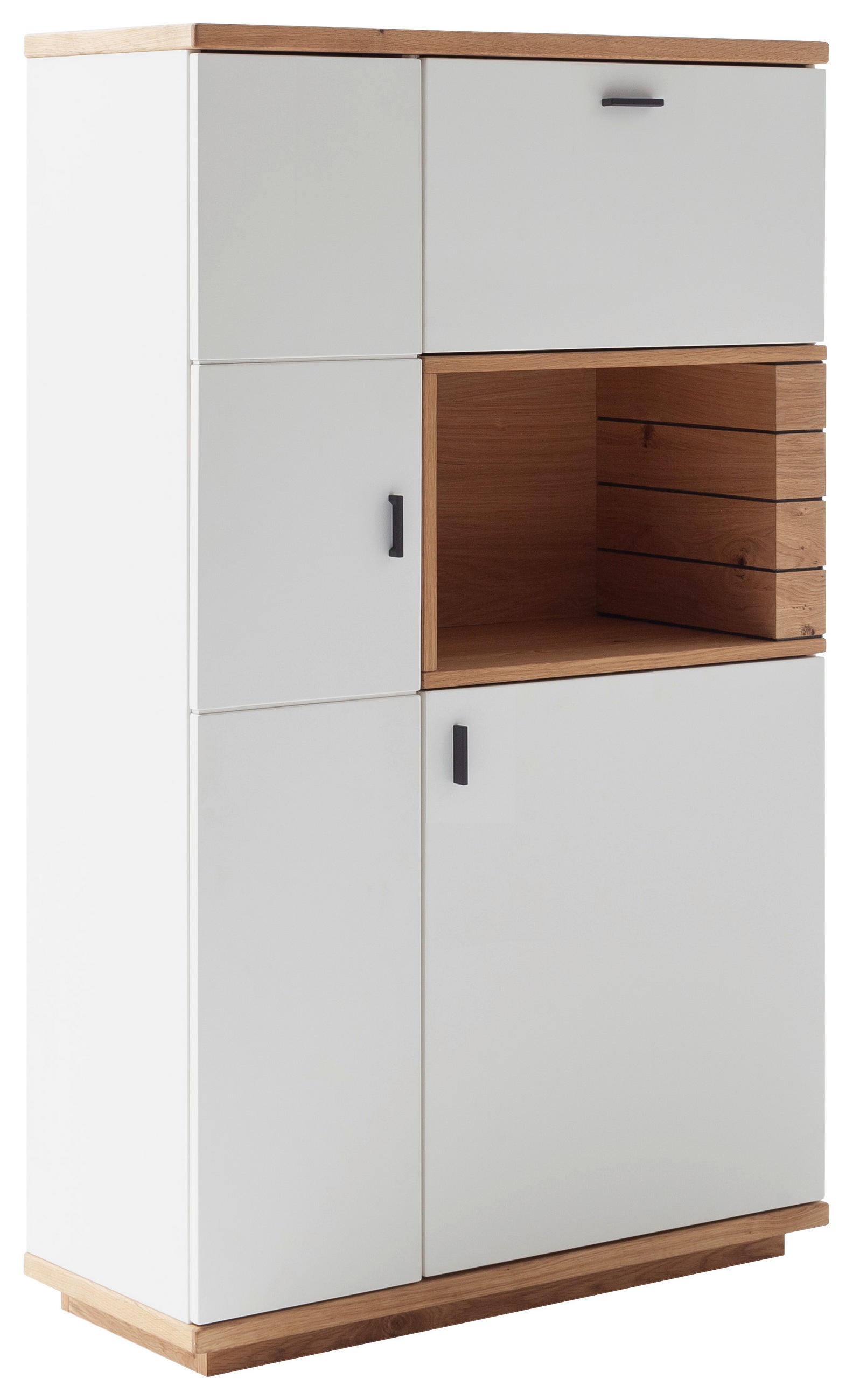 VYSOKÁ KOMODA, divoký dub, biela, divoký dub, 90/150/37 cm - divoký dub/biela, Design, kov/drevo (90/150/37cm) - Novel