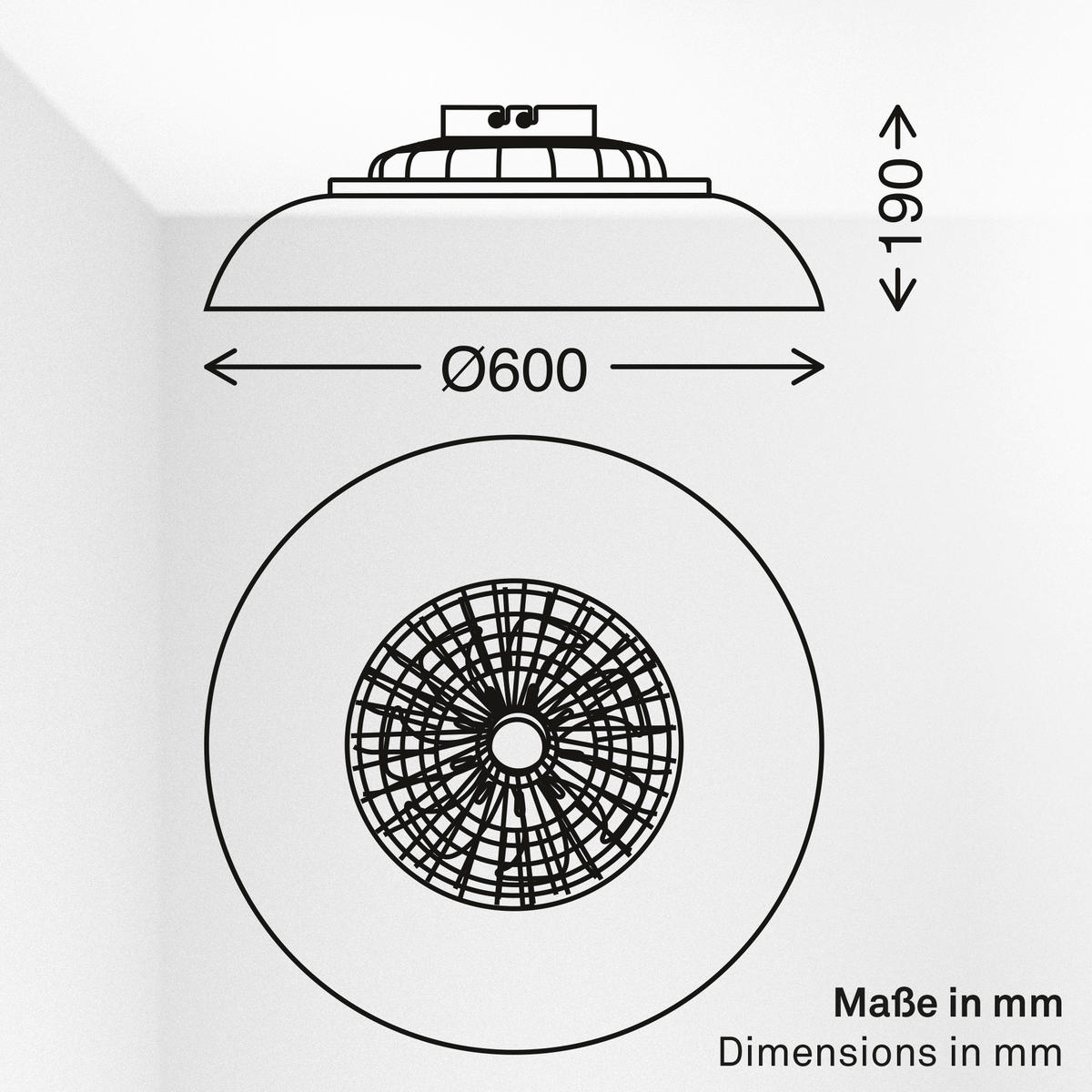 Deckenleuchte mit Ventilator 60/19 cm  - Schwarz/Weiß, Design, Kunststoff (60/19cm) - Briloner
