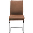 SCHWINGSTUHL  in Stahl Mikrofaser  - Chromfarben/Hellbraun, Design, Textil/Metall (47/100/64cm) - Novel