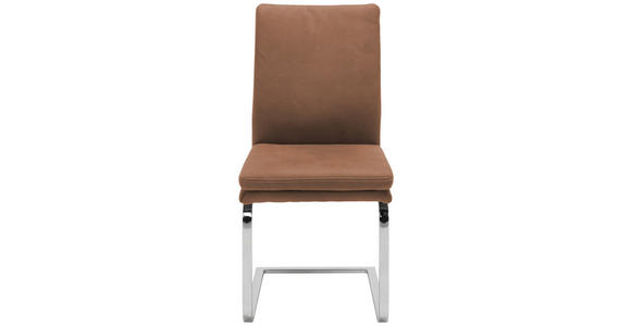 SCHWINGSTUHL  in Stahl Mikrofaser  - Chromfarben/Hellbraun, Design, Textil/Metall (47/100/64cm) - Novel