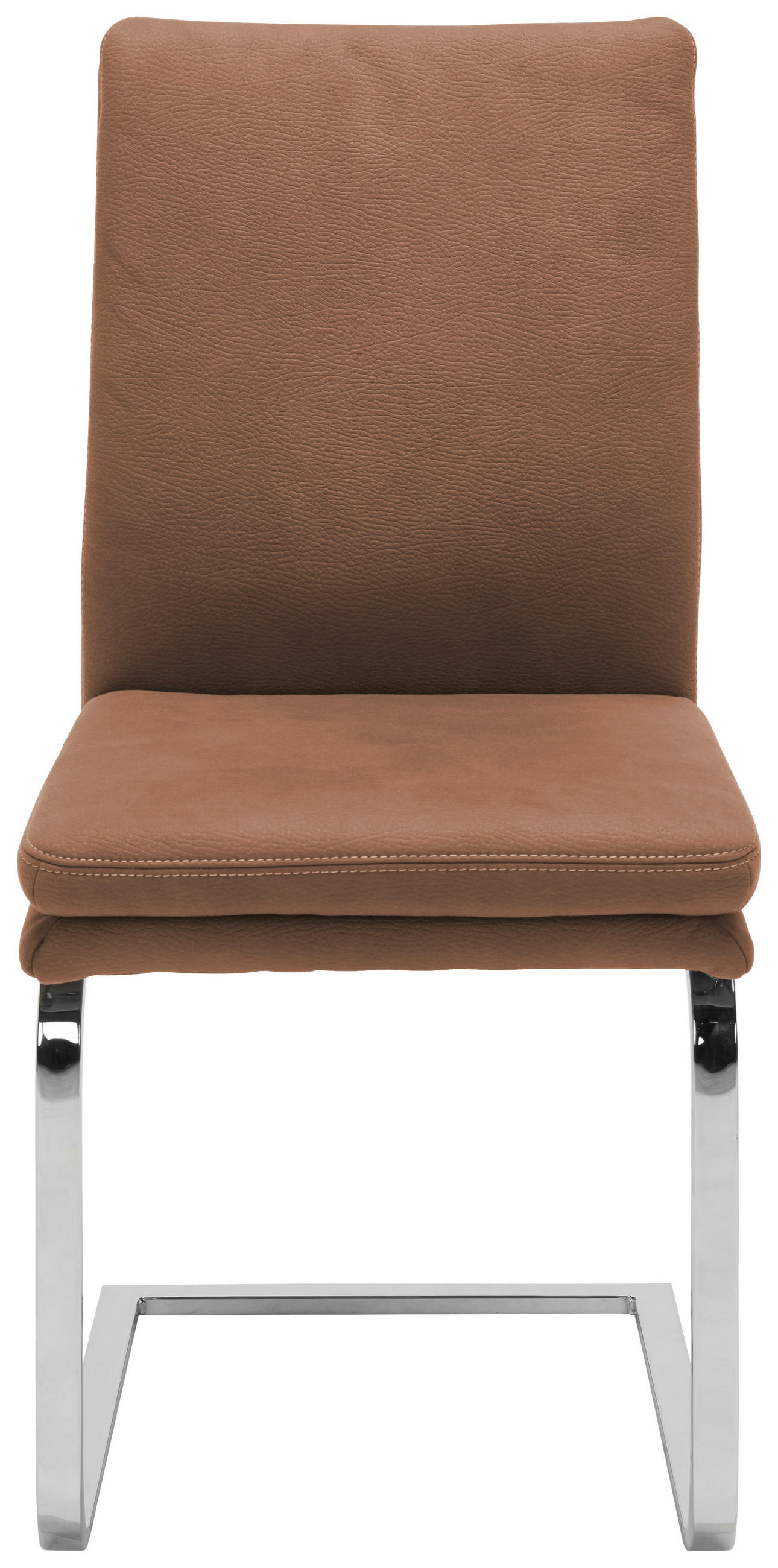 SCHWINGSTUHL  in Stahl Mikrofaser  - Chromfarben/Hellbraun, Design, Textil/Metall (47/100/64cm) - Novel