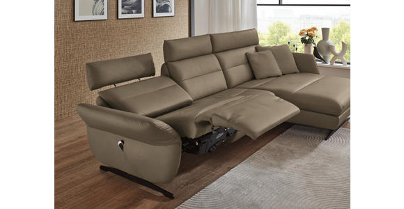 ECKSOFA in Echtleder Hellbraun 300/157 cm - Hellbraun/Schwarz, Design, Leder/Metall (300/157cm) - Dieter Knoll