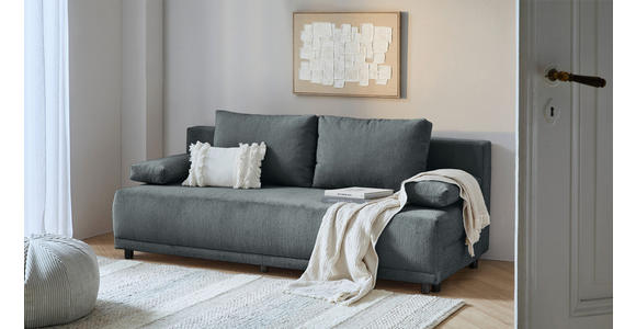 SCHLAFSOFA in Chenille Dunkelgrau - Dunkelgrau/Schwarz, KONVENTIONELL, Kunststoff/Textil (201/72/98cm) - Carryhome