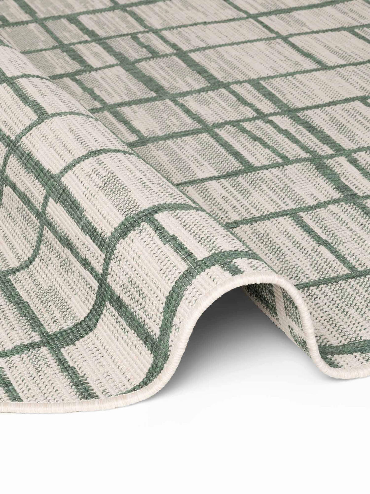 FLACHWEBETEPPICH 200 cm Haringey Grün, Weiß rund  - Weiß/Grün, Design, Kunststoff (200cm)