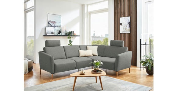 ECKSOFA  in Flachgewebe Graugrün  238/186 cm  - Eichefarben/Graugrün, Design, Holz/Textil (238/186cm) - Valnatura