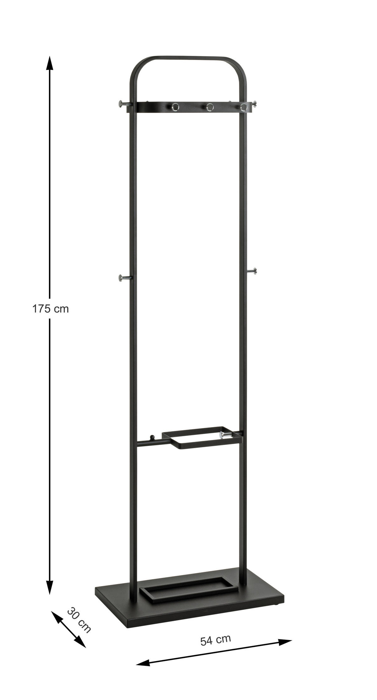 GARDEROBENSTÄNDER in Schwarz, Chromfarben 54/175/33 cm   - Chromfarben/Schwarz, Design, Metall (54/175/33cm)