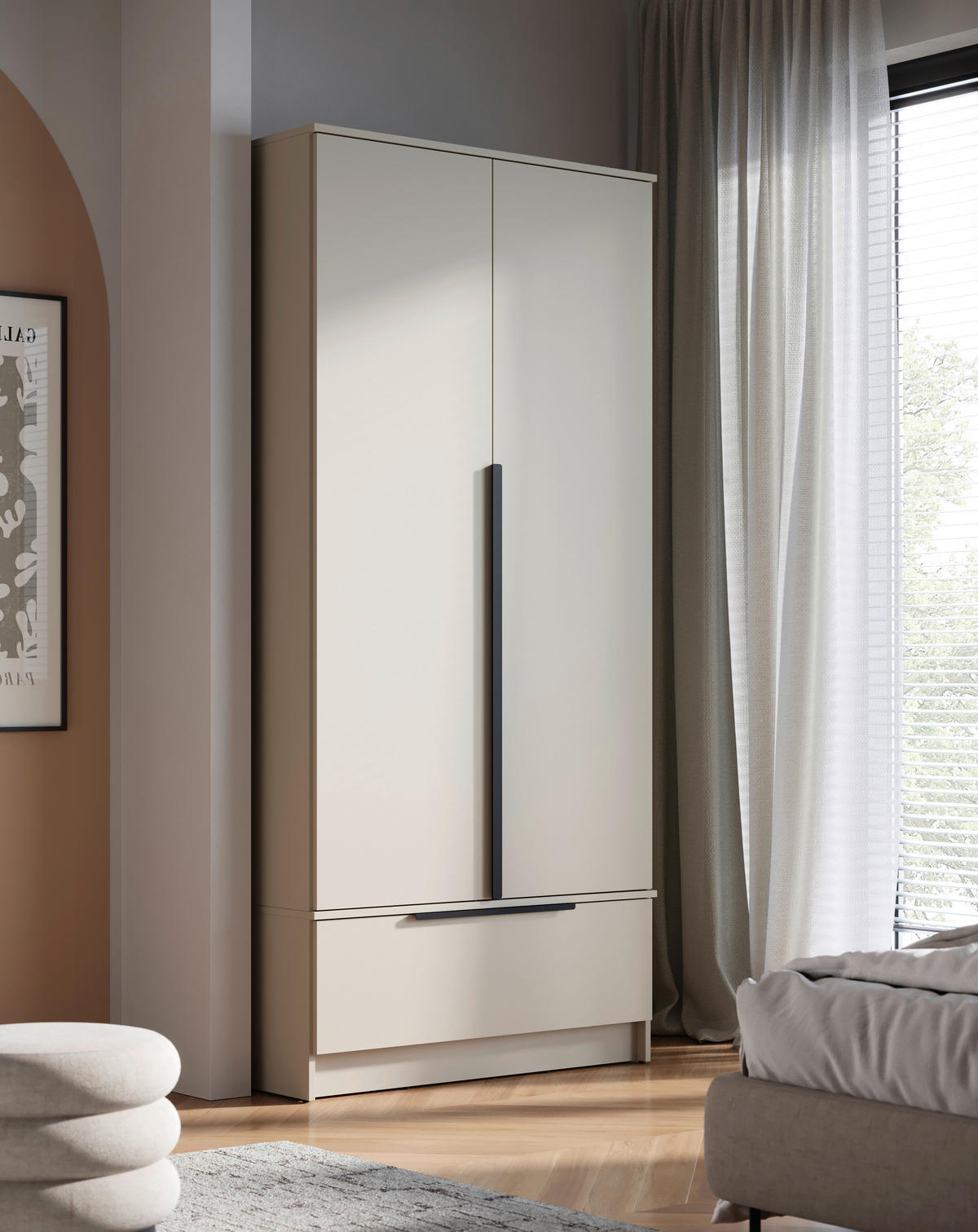 KLEIDERSCHRANK Beige, Kaschmir  - Kaschmir/Beige, Konventionell, Holzwerkstoff/Metall (90,2/192,9/51cm) - MID.YOU