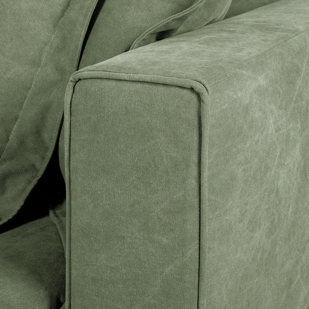 3-SITZER-SOFA STELLA in Webstoff Olivgrün  - Schwarz/Olivgrün, Design, Kunststoff/Textil (238/90/119cm) - P & B