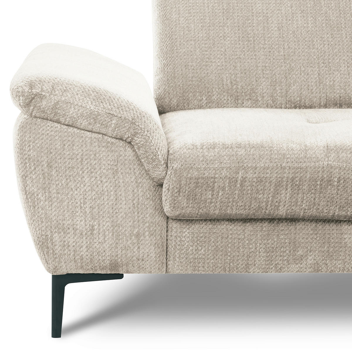 ECKSOFA   - Weiss/Schwarz, Design, Textil/Metall (268/195cm) - Livetastic