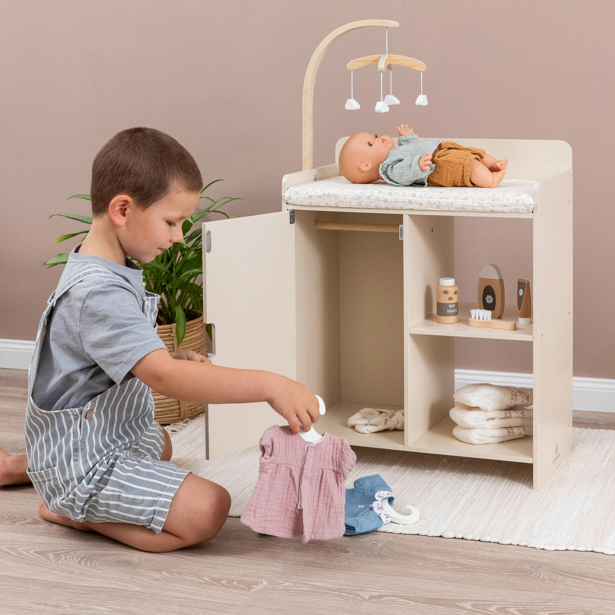PUPPENWICKELKOMMODE ROBINIA  - Creme, Basics, Holz (50,3/27,5/85,3cm) - MUSTERKIND