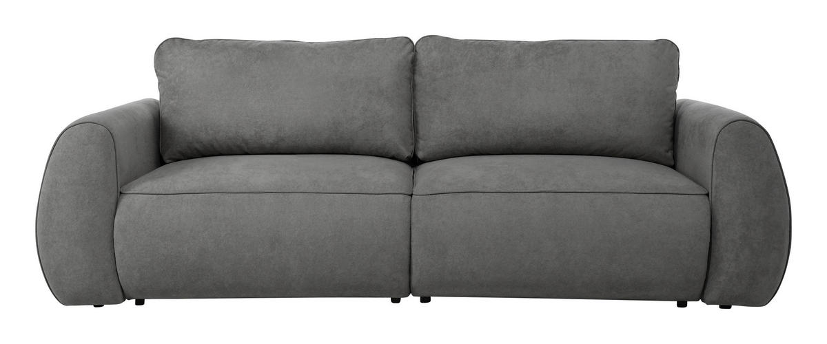 SCHLAFSOFA Jacquard Dunkelgrau  inkl. Rückenkissen, Bettkasten, Schlaffunktion, Rücken echt, Liegefläche im Originalstoff  - Dunkelgrau/Schwarz, KONVENTIONELL, Kunststoff/Textil (257/96/110cm) - Milino