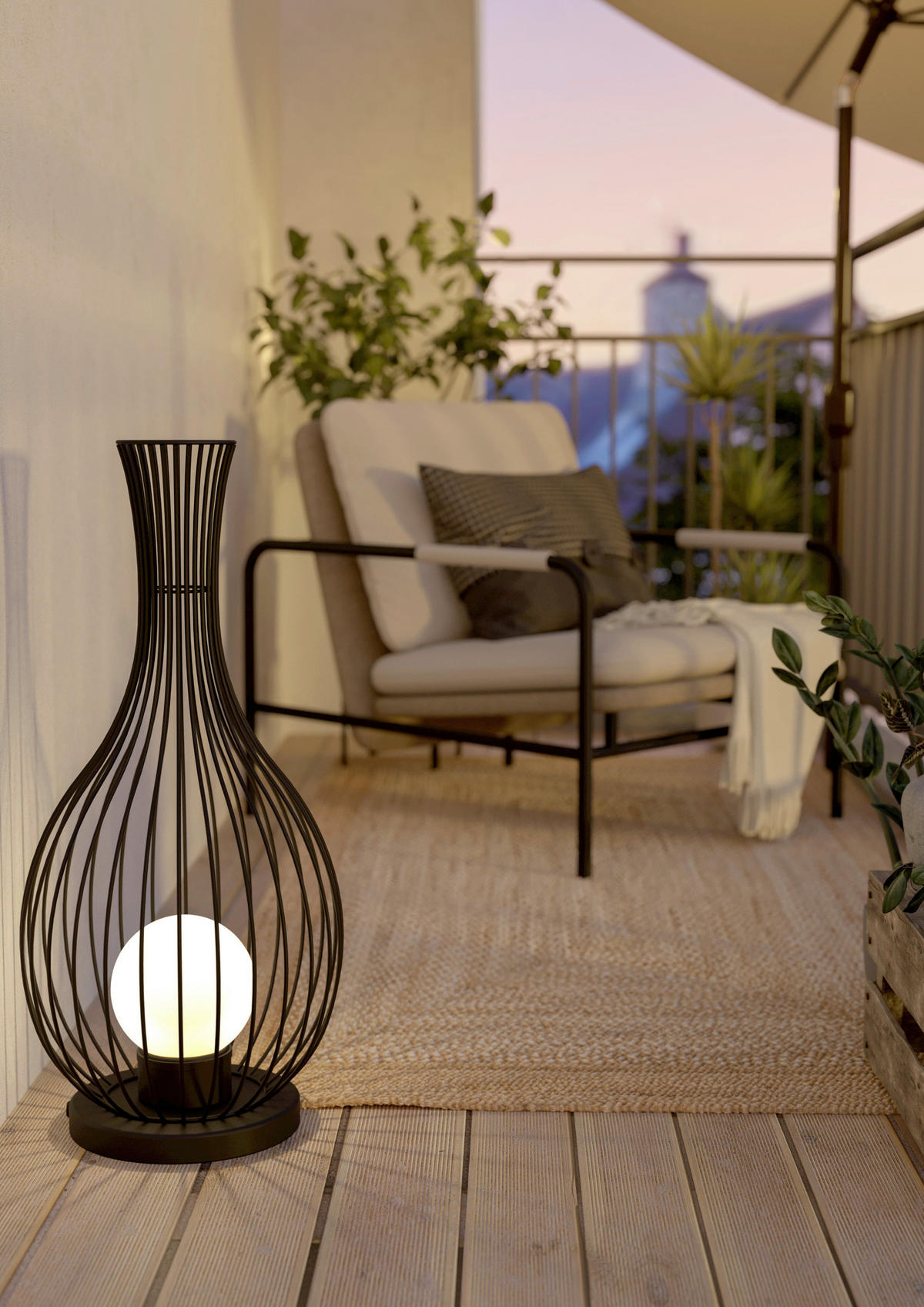 AUßENSTEHLEUCHTE 32/68,5 cm   - Schwarz/Weiß, Design, Kunststoff/Metall (32/68,5cm) - Eglo