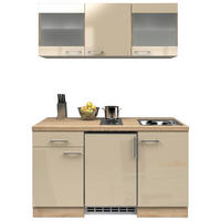 MINIKÜCHE 150,5 cm   in Sonoma Eiche, Kaschmir  - Kaschmir/Edelstahlfarben, MODERN, Glas/Holzwerkstoff (150,5cm) - FlexWell