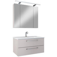 BADEZIMMER 4-teilig  in 82,2 cm  - Chromfarben/Greige, Basics, Glas/Keramik (82,2cm)