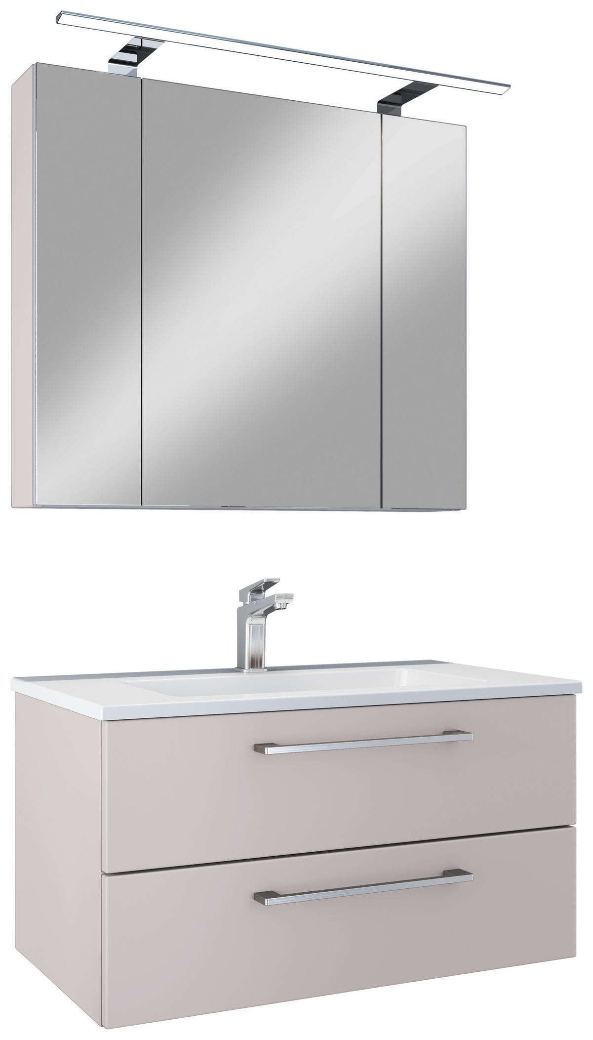 BADEZIMMER 4-teilig  in 82,2 cm  - Chromfarben/Greige, Basics, Glas/Keramik (82,2cm)