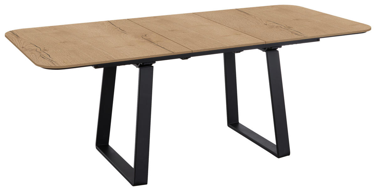 ESSTISCH Schwarz, Eichefarben oval  ausziehbar, in verschiedenen Größen erhältlich  - Eichefarben/Schwarz, Basics, Holz/Metall (160-210/95/75cm) - Celina Home