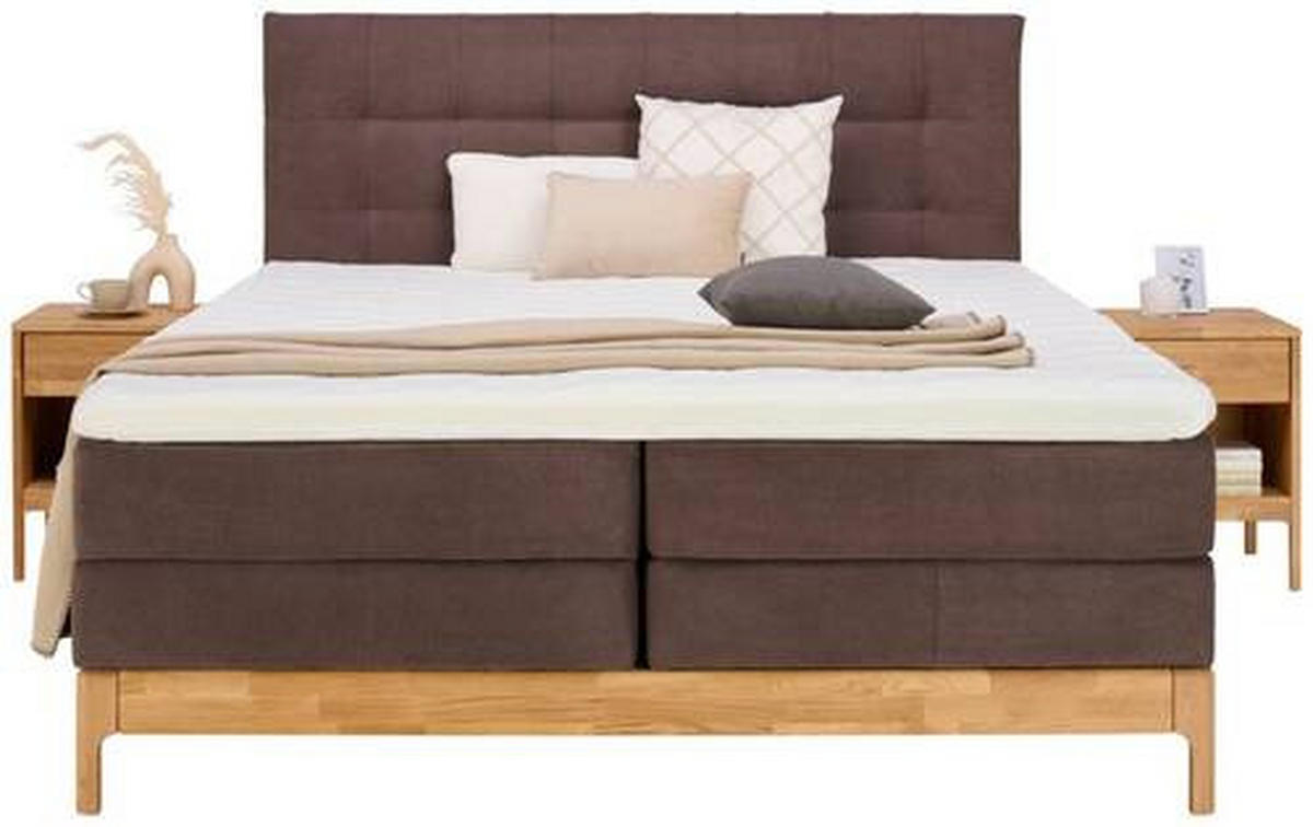 BOXSPRINGBETT 180/200 cm  in Braun, Wildeiche  - Wildeiche/Braun, Natur, Holz/Textil (180/200cm) - Linea Natura
