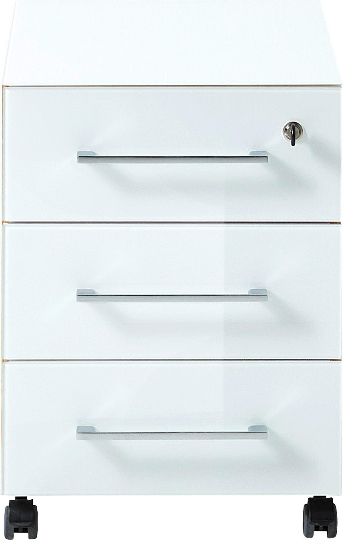 ROLLCONTAINER 40/55/50 cm  - Chromfarben/Weiss, Modern, Glas/Holzwerkstoff (40/55/50cm) - Germania