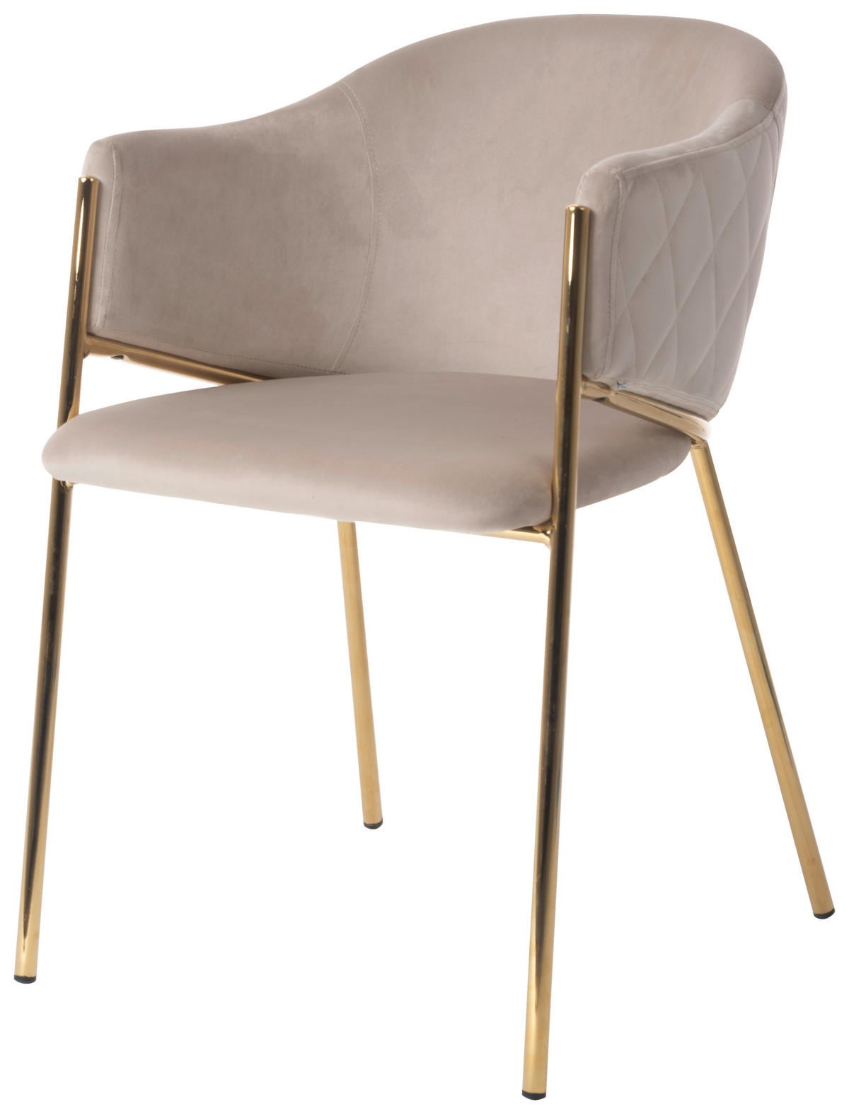 SCAUN CU BRAțE in auriu, bej  - bej/auriu, Design, metal/textil (60/78/53,5cm) - Ambia Home