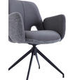 ARMLEHNSTUHL  Sitzfläche 360° drehbar, automatische Rückholfunktion Leinenoptik Echtleder  - Anthrazit/Schwarz, Design, Leder/Textil (60/85/62cm) - Dieter Knoll